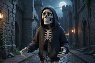 create 3d skeleton ai storytelling shorts for youtube