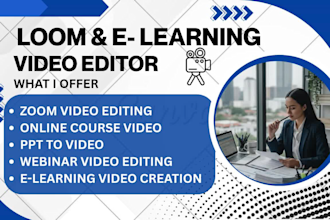 create,edit, loom, zoom, webinar editing, elearning course video, training video
