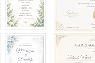 design custom marriage certificate and invitation card