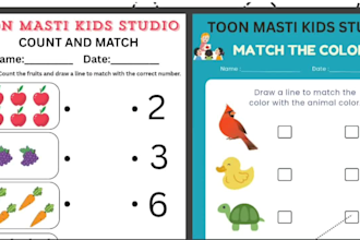 design interactive kids worksheets, tracing, and coloring activity books