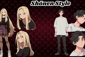 create professional anime character designs in any style chibi, shonen, shojo