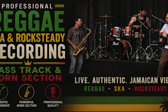 record professional reggae, ska and rocksteady bass track and horn section
