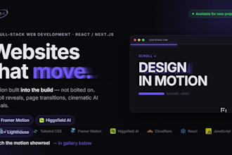 develop a high end website with motion graphics and ai visuals