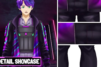 design male furry vtuber, live2d rigging, vtuber rigging outfit and accessories