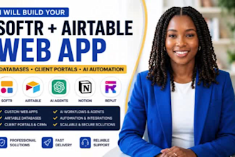 build a softr airtable web app, client portal, CRM, and database automation