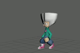 create low poly 3d character in ps1 psx n64 retro ps2 style low poly animation