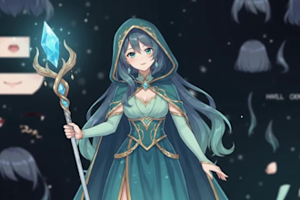 draw a detailed live2d vtuber asset and model art