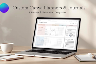 design editable canva planners, journals and trackers