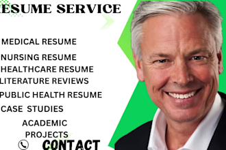 write healthcare resume and CV for medical, nursing,biotech