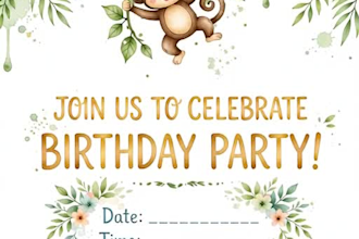 design jungle theme cartoon birthday invitation for kids
