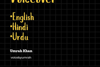 record professional english, hindi and urdu voice over
