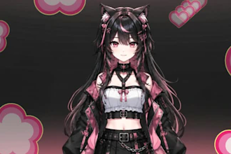 create a custom 2d vtuber model for live2d rigging vtube studio and streaming