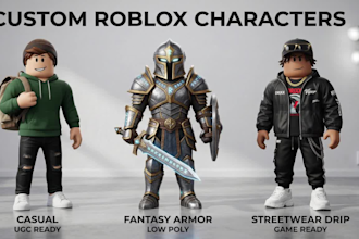 create low poly roblox avatar model, 3d character design, roblox game character