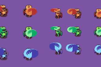 create pixel art character animation, sprite sheet 8bit 16bit 32bit for games