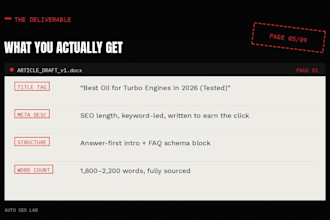 write SEO and aeo optimized automotive blog posts and articles