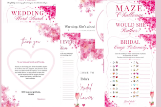 bridal shower invitation,games and decorations bundle