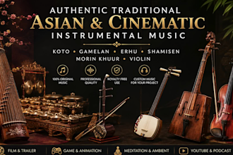 compose authentic koto, gamelan, erhu, shamisen, morin khuur and violin music