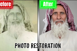 restore old photos, repair damaged images, colorize and retouch professionally