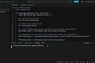 write a python script for data cleaning and CSV processing