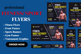design sports and fitness flyers, posters, banners  graphics for coaches, teams