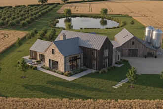 do 3d cgi for farmhouse, poultry pen and silo system