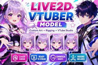 design custom vtuber model pngtuber anime vtuber avatar 2d vtuber model