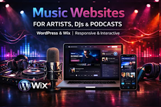 create music website podcast artist dj band website design on wordpress wix
