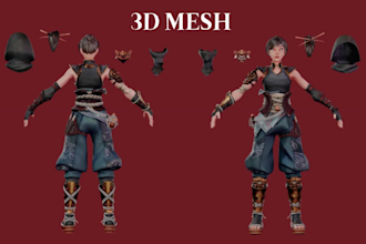 character modeling game art stylized 3d character design sculpting fbx obj model