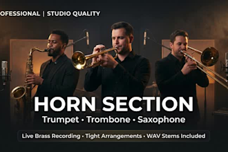 record a professional brass band or horn section with trumpet, trombone, and sax