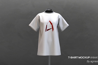 create a 3d tshirt turntable mockup animation for only 5 USD