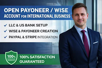 help you open payoneer or wise account for international business