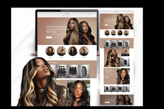 design hair extension shopify store, wig store shopify, beauty ecommerce website
