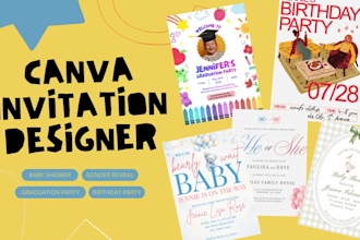create beautiful baby and party canva invitation