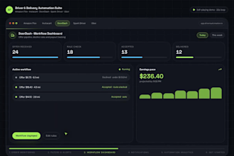 create amazon flex bot, instacart bot, doordash bot spark driver bot ,uber bot