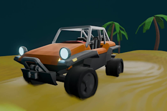 create 3d casual low poly transport and vehicles for games
