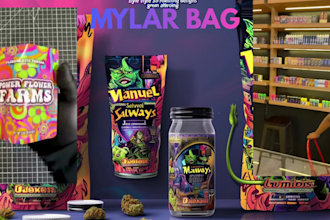 design eye catching cannabis, cbd and weed mylar bag packaging