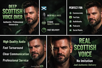 record a high quality, authentic scottish male voice over