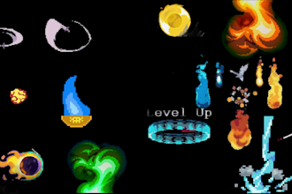 pixel spell animation, pixel art vfx, game visual effect, pixel vfx animation
