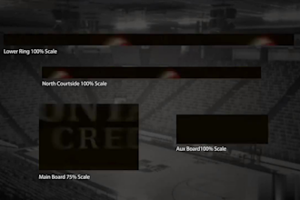 create basketball led screen ads, ribbon board, jumbotron and stadium arena