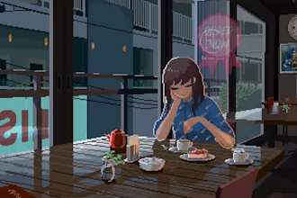do retro 8bit 16bit pixel art looping lofi character animation, animated gif