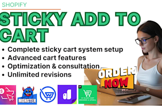 setup shopify sticky add to cart uplinky candy smart ninja qikify floatycart pro