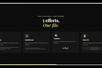 design a one page scrolling animation website with parallax effects