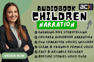 provide a warm female voice over for children audiobook narration kids stories