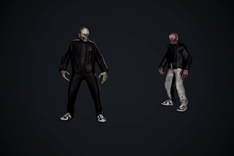 retopology undead model,zombie character,horror game,optimize fbx,4k texture,rig