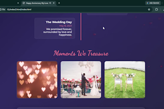 build a custom interactive anniversary website with music and photos