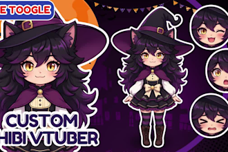 create anime chibi vtuber, chibi pngtuber model and live2d rigging for streamers