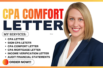 get you US CPA letter CPA verification letter CPA comfort letter profit and loss