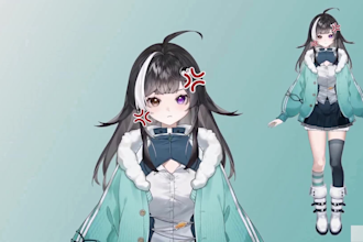 draw and rig live2d vtuber model, 2d vtuber model, anime vtuber, live 2d vtuber