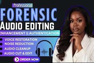 do forensic audio editing, cleanup, detect background noise, metadata editing