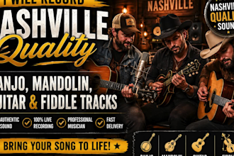 record authentic country banjo, fiddle, mandolin and guitar tracks